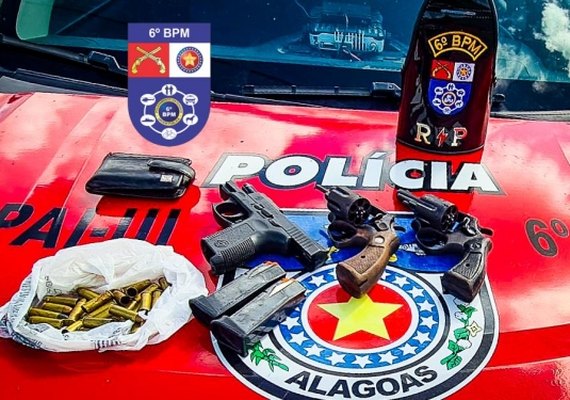 6º BPM apreende três armas de fogo e intervém em crime em andamento em Maragogi