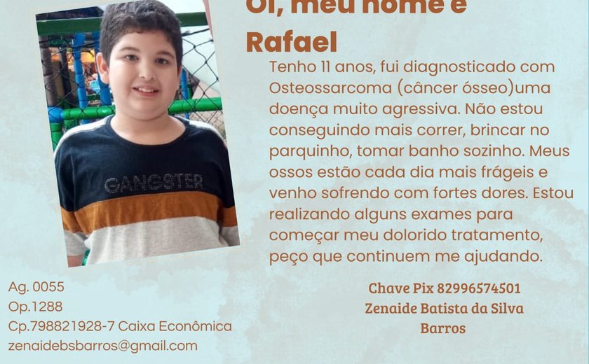 Família de criança de 11 anos faz campanha para conseguir fazer exame urgente