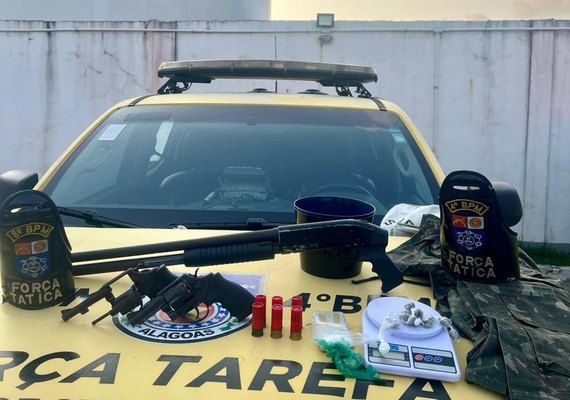 PM apreende armas e drogas na Região Metropolitana de Maceió e no Agreste
