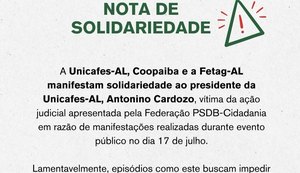 Unicafes Alagoas, Fetag e Coopaiba divulgam nota de solidariedade em defesa de Antonino Cardozo