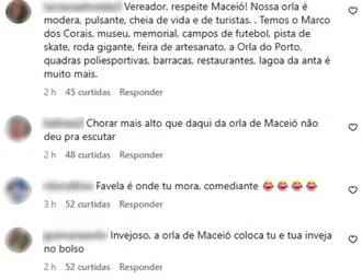 Declaração de vereador sobre orla de Maceió gera reação e críticas nas redes sociais
