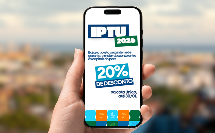 Prefeitura oferece desconto de 20% na cota única do IPTU 2026; boletos já estão disponíveis