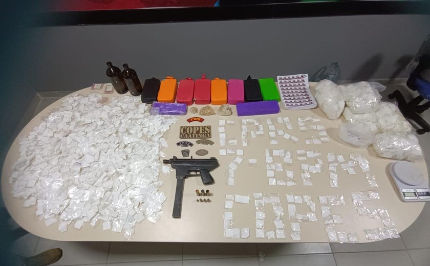 PM apreende cerca de 20 kg de drogas e uma metralhadora artesanal no Sertão