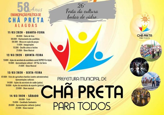 Chã Preta anuncia Festa da Cultura que acontece  durante seu aniversário de 58 anos