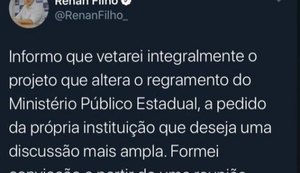 Governador anuncia que vai vetar projeto de lei que modifica estrutura do MPE