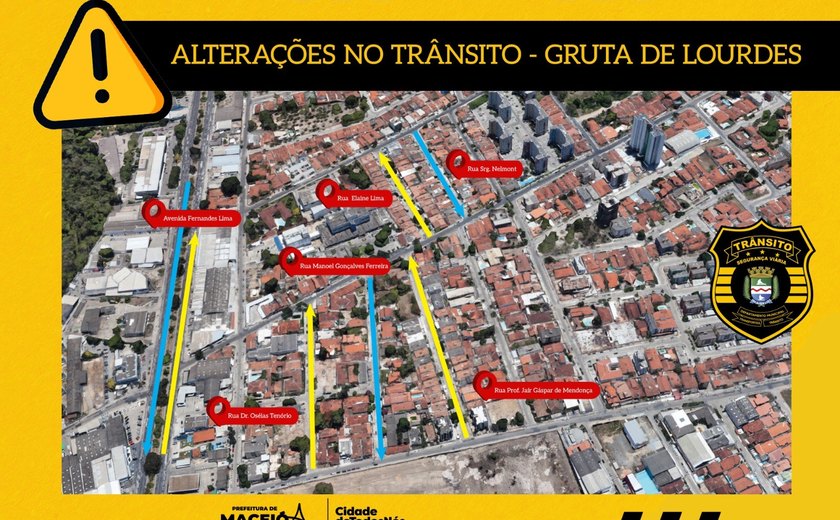Várias vias no bairro Gruta de Lourdes serão reordenadas a partir do próximo sábado