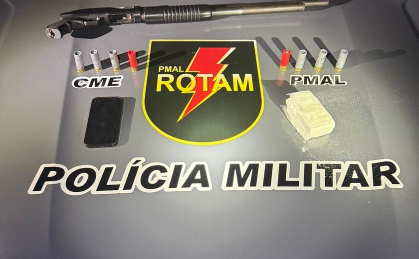 PM-AL apreende três armas e meio quilo de drogas durante ocorrências na Capital e no Interior