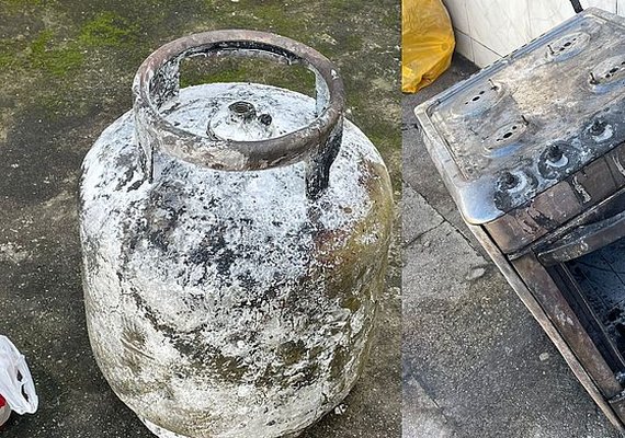 Mulher fica ferida após explosão de botijão de gás no Vergel