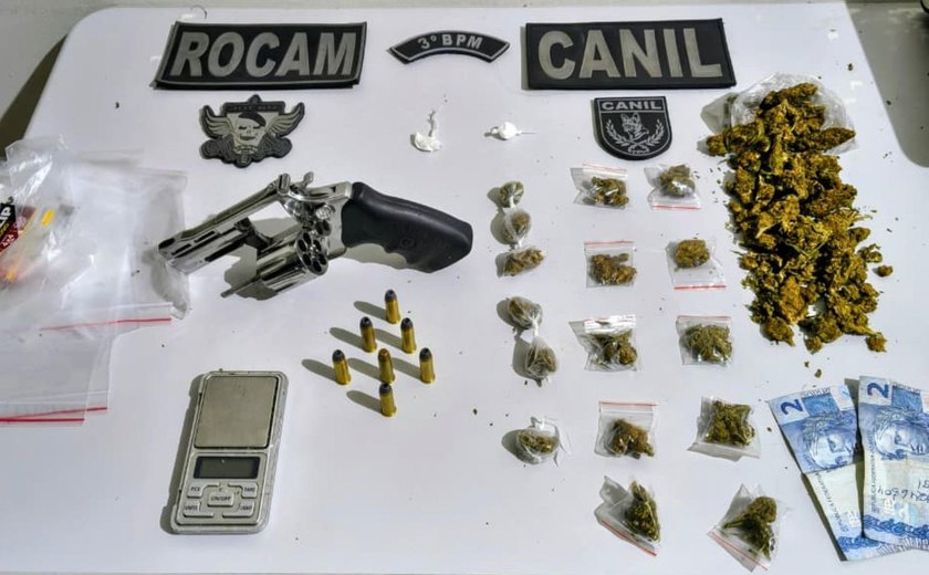 Polícia Militar apreende armas de fogo e mais de 3 Kg de drogas em Arapiraca