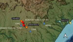 Quase no mesmo horário, a terra treme duas vezes entre Arapiraca e Craíbas