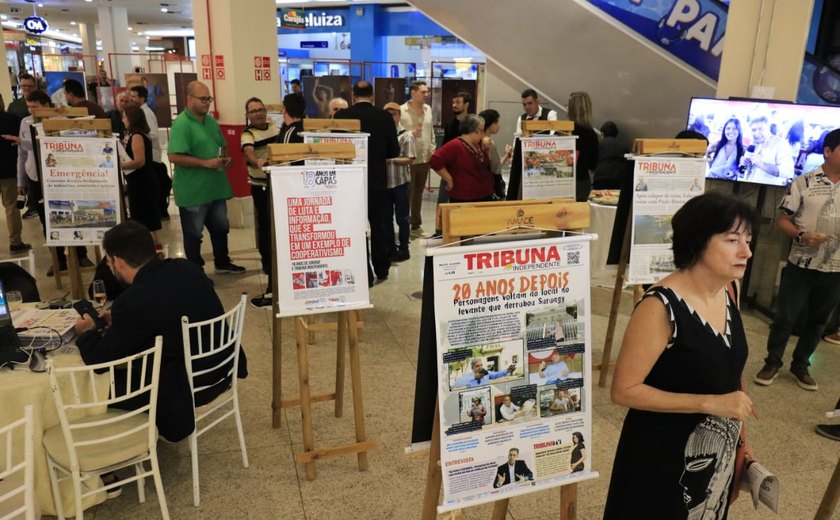 Encerramento da exposição '18 Anos em Capas' celebra a trajetória da Tribuna Independente no Maceió Shopping