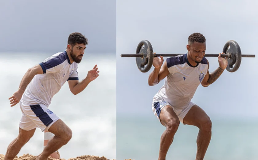 CSA realiza treino físico na praia de Jatiúca visando duelo contra o ASA