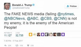 Donald Trump diz que imprensa é inimiga do povo americano