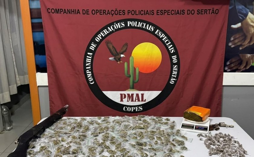 Polícia Militar apreende duas armas de fogo e 370 papelotes de maconha em Água Branca
