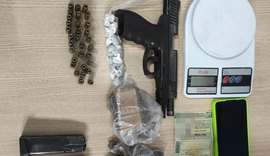 Preso suspeito de tráfico de drogas e posse ilegal de arma de fogo