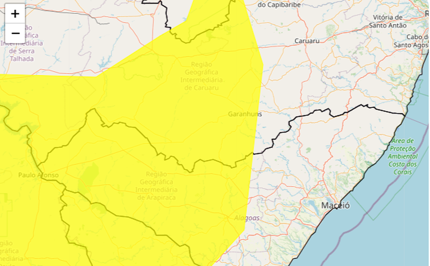 Inmet alerta para baixa umidade do ar em 11 cidades do médio e alto sertão de Alagoas