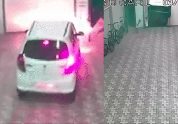 Carro cai no fosso de elevador em prédio residencial