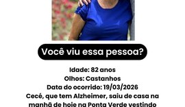 Idosa com Alzheimer é encontrada após desaparecer na Ponta Verde