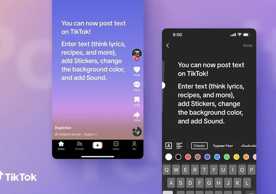 TikTok se inspira no Instagram e adiciona publicações de texto