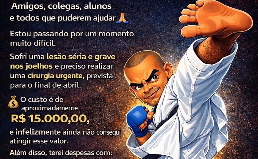 Professor pede ajuda para custear cirurgia urgente após sofrer lesão nos joelhos durante aula