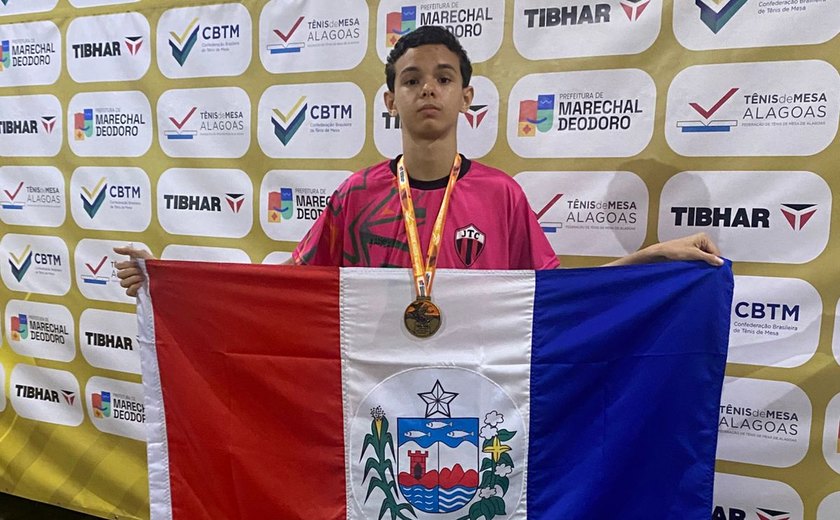 Aluno de escola pública de Paulo Jacinto conquista medalha de Ouro na Copa do Brasil de Tênis de Mesa