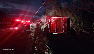 Ônibus interestadual tomba em Flexeiras e deixa pelo menos quatro feridos