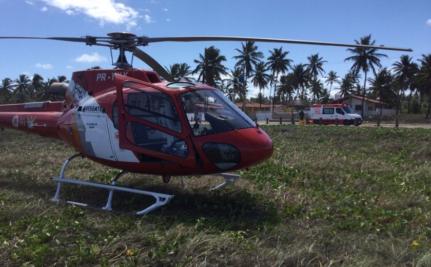 Turista de São Paulo se afoga em Coruripe e é resgatado pelo helicóptero do Samu