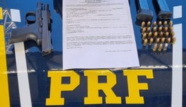 Foragido da Justiça por homicídio é preso pela PRF de Alagoas com arma de PM, documento falso e mais de 6 mil reais