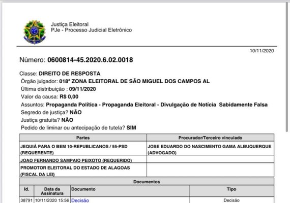 João Sampaio: Justiça determina exclusão de postagem com fake news