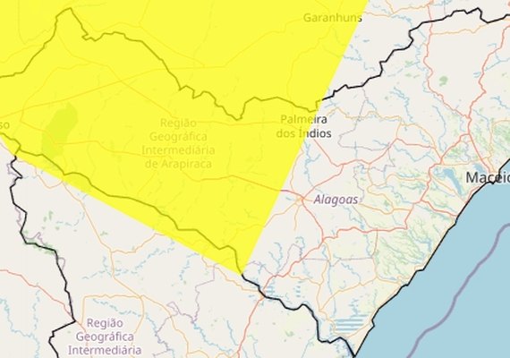 Inmet emite alerta de chuvas para 30 cidades de Alagoas