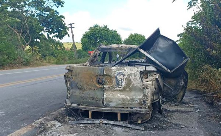 Carro pega fogo em trecho da BR-104