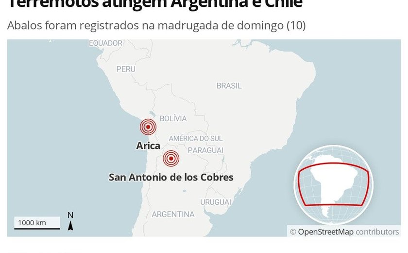 Terremotos atingem Argentina e Chile