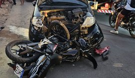 Colisão entre carro e moto deixa duas vítimas em Arapiraca