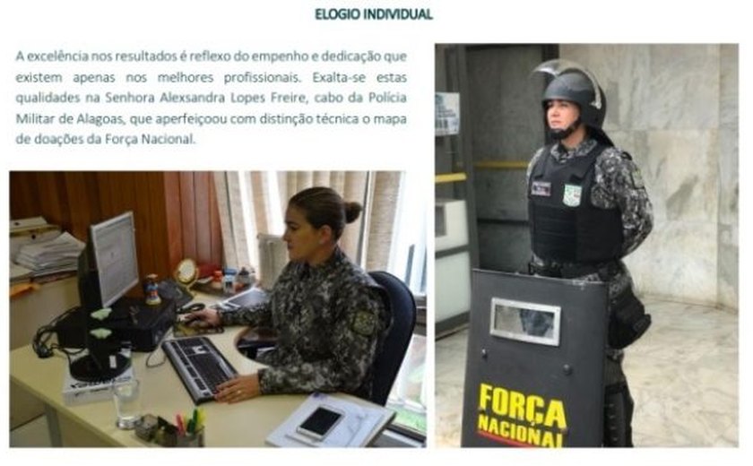 Policial alagoana recebe elogio individual por atuação na Força Nacional