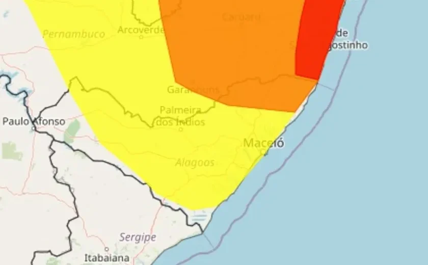 Inmet emite alertas amarelo e laranja para chuvas intensas em Alagoas até sábado (11)
