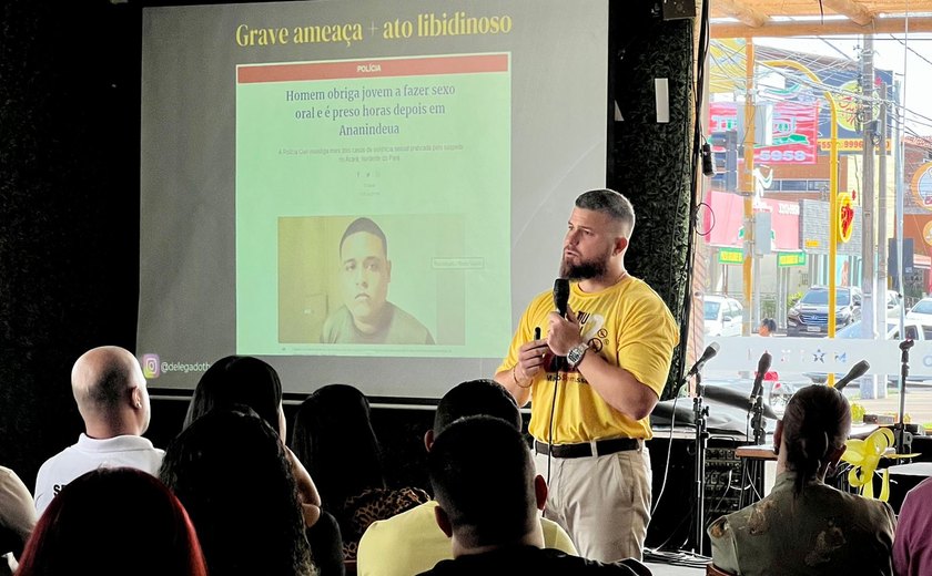 Delegado Thiago Prado faz palestra em treinamento sobre atendimento humanizado às vítimas de assédio