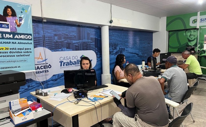 Secretaria do Trabalho disponibiliza mais de 1.120 vagas de emprego pelo Sine Maceió