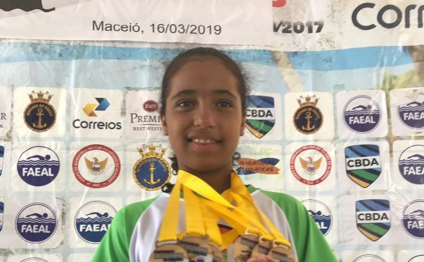 Atleta de 9 anos conquista mais uma medalha em campeonato de natação