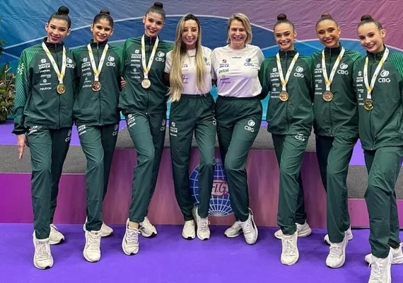 Duda Arakaki lidera Brasil na conquista do ouro inédito na Copa do Mundo de ginástica rítmica