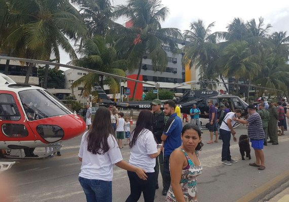 Helicópteros da Segurança Pública participam do “Maio Amarelo” na Pajuçara