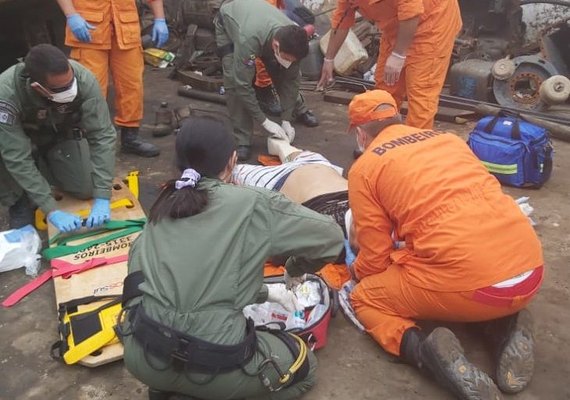 Serviço Aeromédico do Samu resgata vítima de esmagamento em São Miguel dos Campos