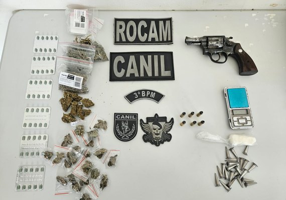 PM/AL combate tráfico e apreende drogas e arma em três cidades do interior