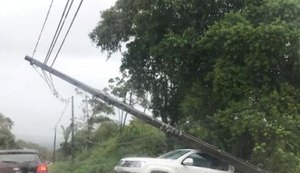 Caminhonete roda na pista e derruba poste na região metropolitana