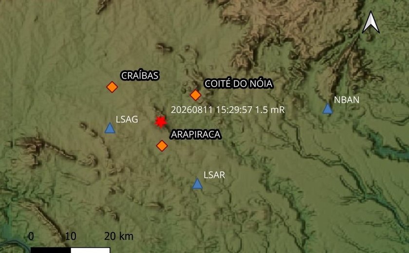 Arapiraca e Craíbas registram tremores de terra