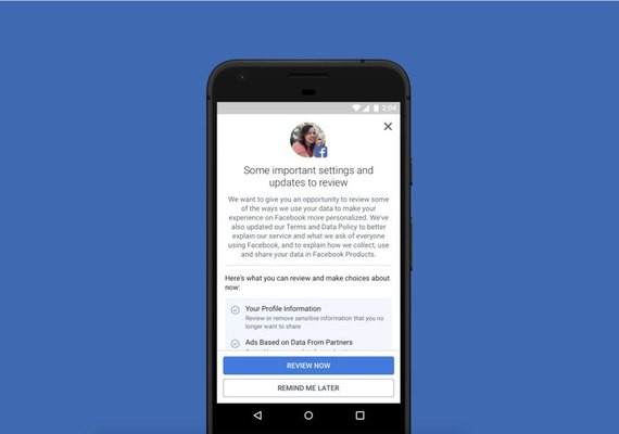 Facebook mostra alerta de privacidade para todos os usuários