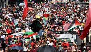 Ato pede libertação de ativistas de flotilha e medidas duras do Brasil