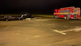 Tentativa de decolagem termina com queda de helicóptero