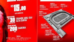 CRB inicia venda de ingressos para jogo contra o Fortaleza no Rei Pelé