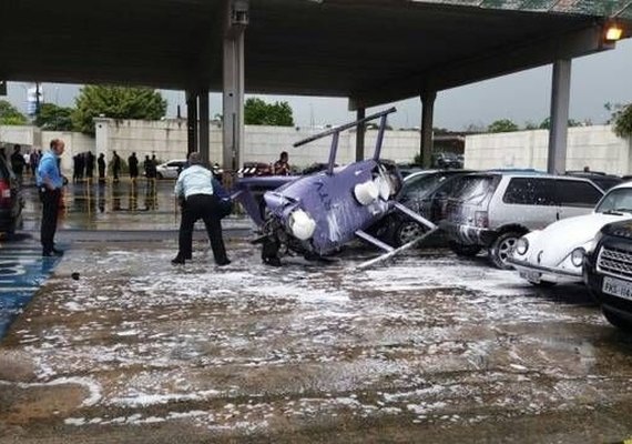Helicóptero da Rede TV! cai na sede da empresa na Grande São Paulo