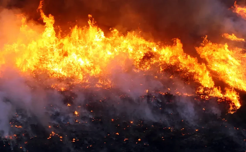 Brigadistas combatem incêndio em Cavalcante, Goiás